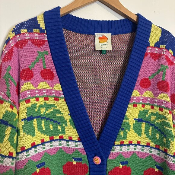 FARM Rio Sweet Orchard Knit Cardigan Sweater Whimsical Bohemian - Small - Picture 3 of 7